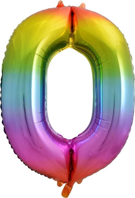 Balon GoDan Foil numărul 0 curcubeu - 85 cm - 1 buc universal