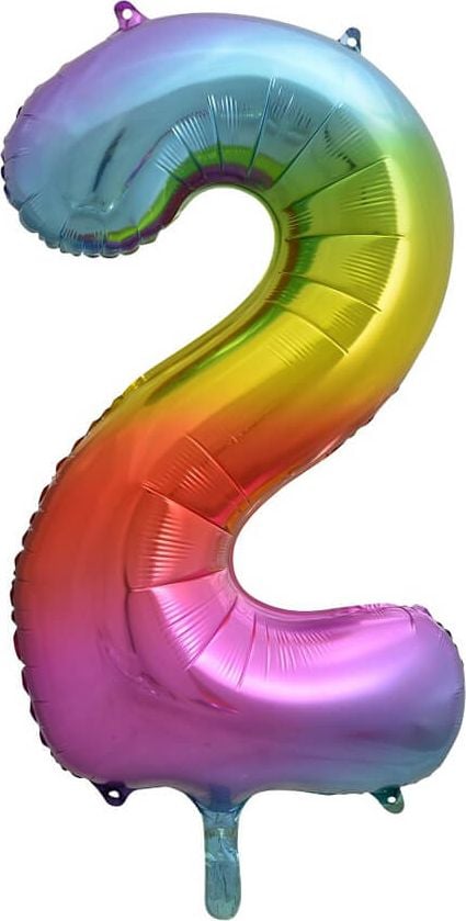 Balon GoDan Foil numărul 2 curcubeu - 85 cm - 1 buc universal