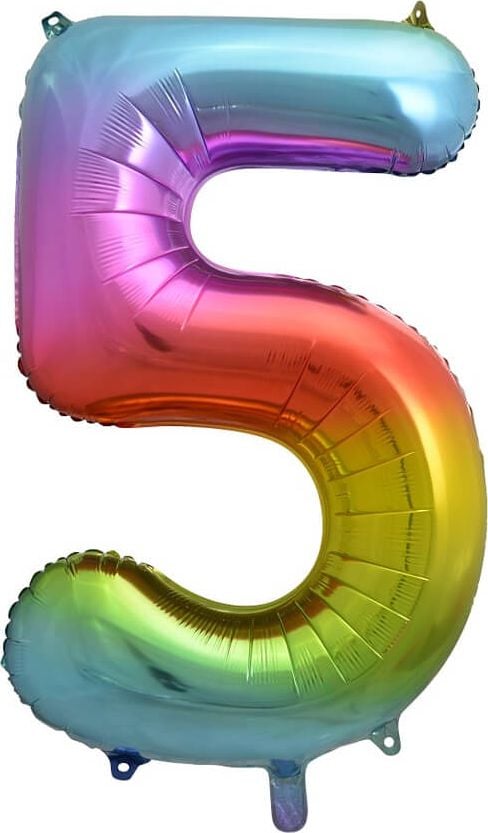 Balon GoDan Foil numărul 5 curcubeu - 85 cm - 1 buc universal