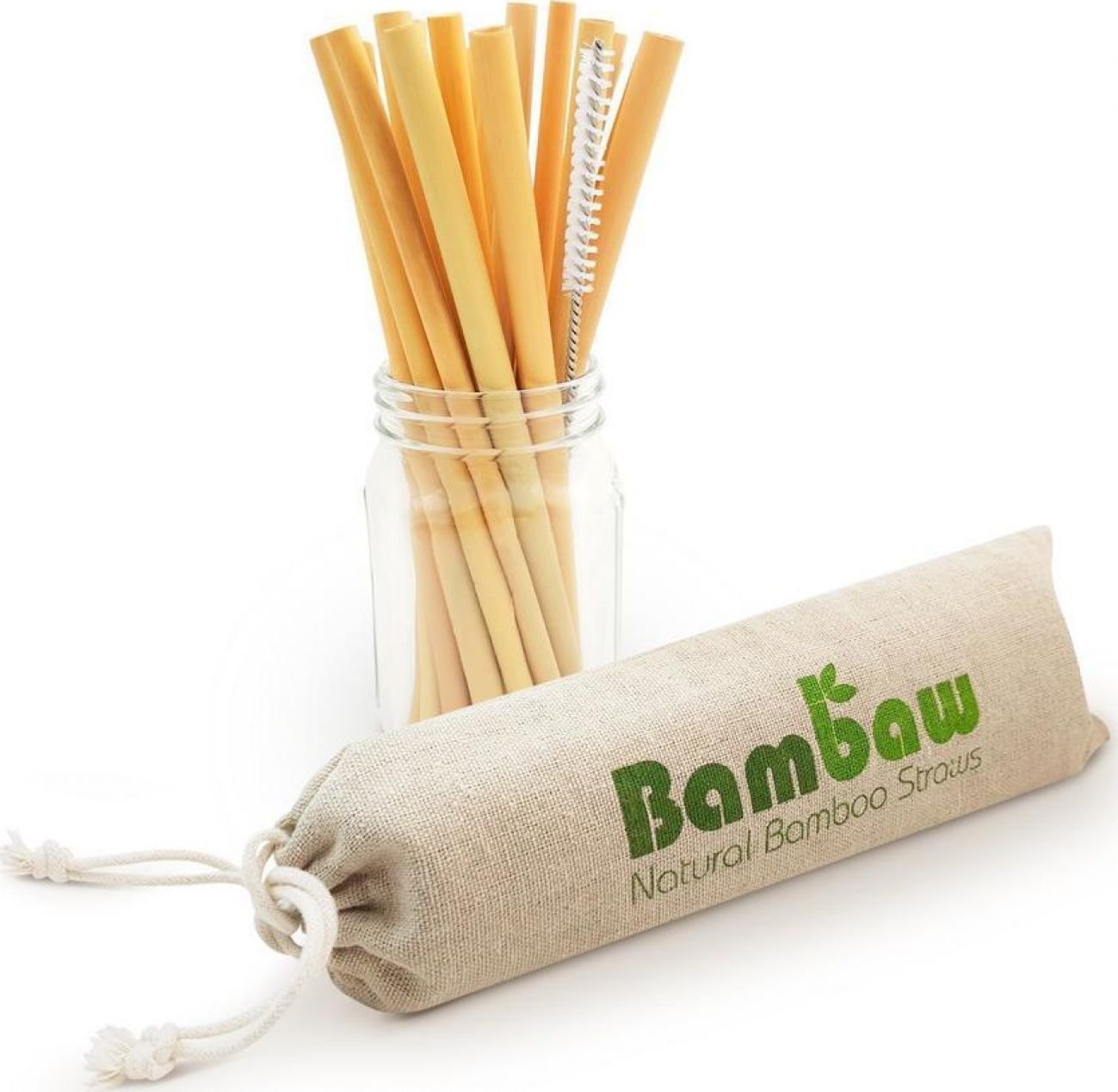 BAMBAW, bambus paie de mediu, împreună cu peria de curățare 14 cm x 12 buc.