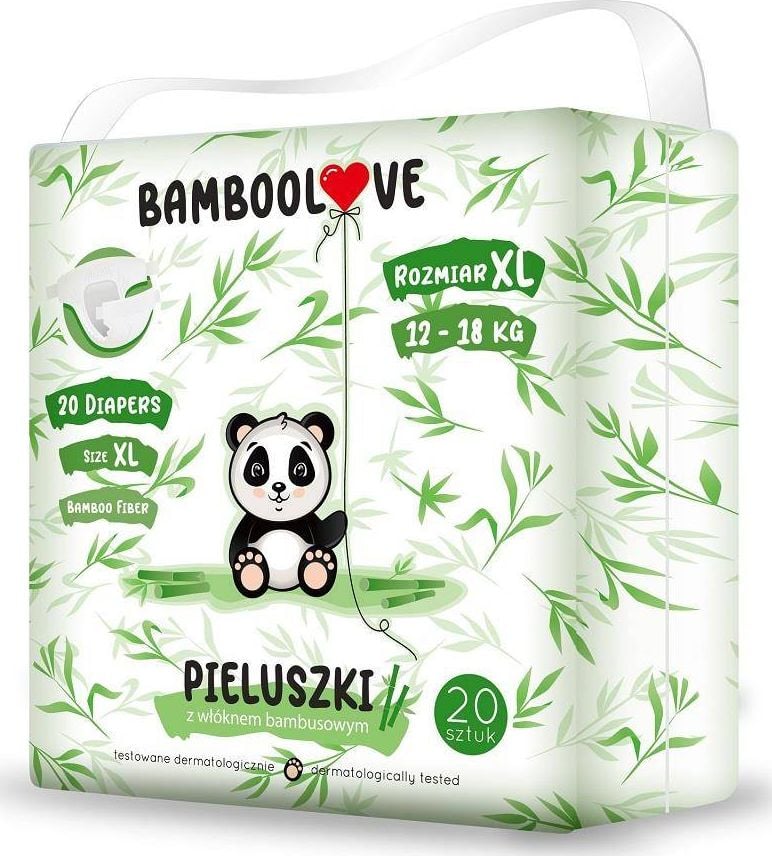 Scutece Bamboolove cu fibra de bambus XL, 12-18 kg, 20 buc.