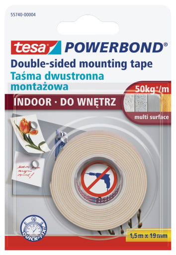 Bandă dublu adezivă pentru instalare interioară POWERBOND 1,5m 19mm H5574004