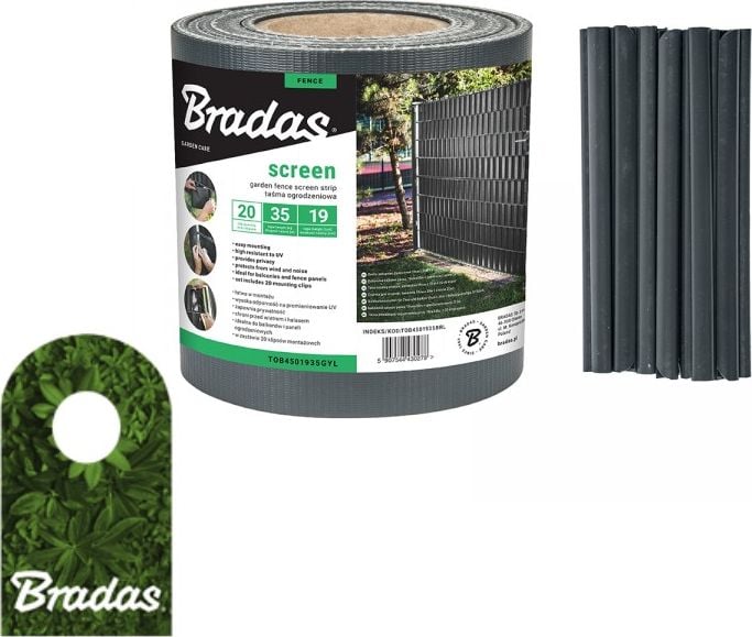 Banda de gard pentru balcon Bradas antracit 19cm x 35m + cleme BRADAS 0285