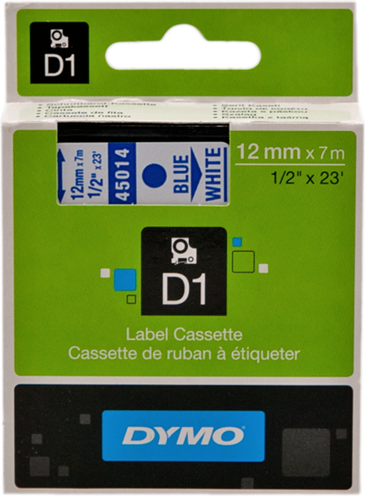 Banda laminata Dymo D1 DY45014 12mm, Albastru/Alb