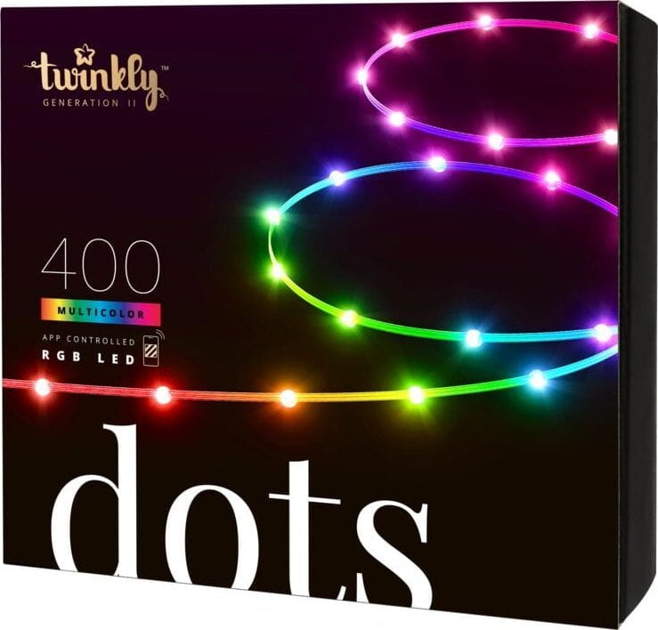 Bandă LED Twinkly Lanț miniatural inteligent Dots 400 LED RGB 20 m, negru