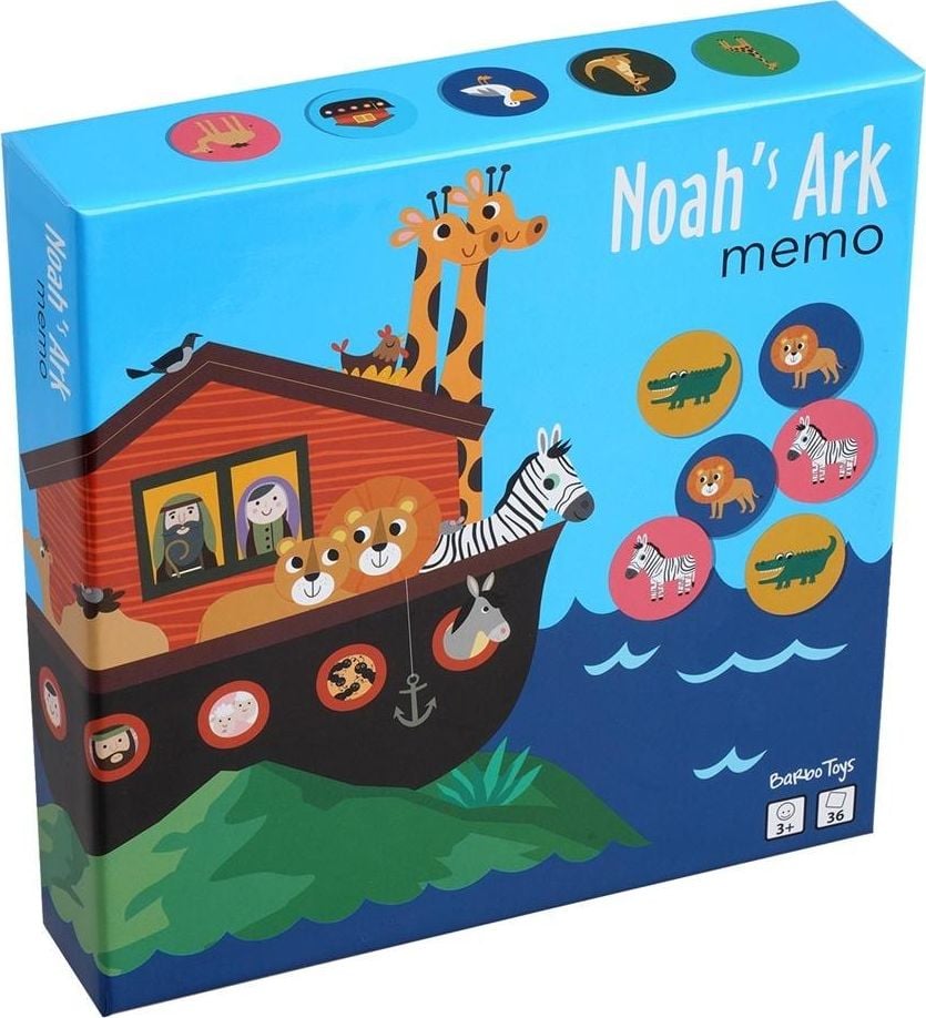 Joc de memorie, Barbo, 19x5x19 cm, Model Arca lui Noe, 3 ani, Multicolor