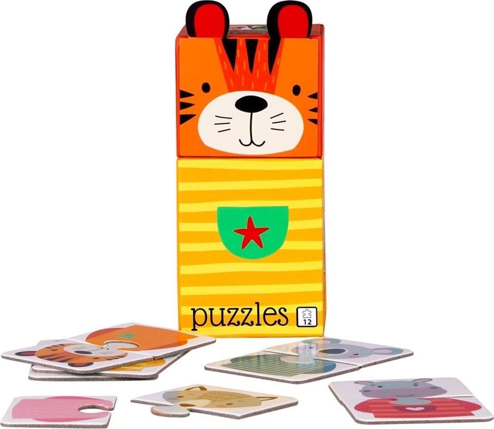 Barbo Toys Puzzle pentru copii 6 puzzle-uri din 2 animale