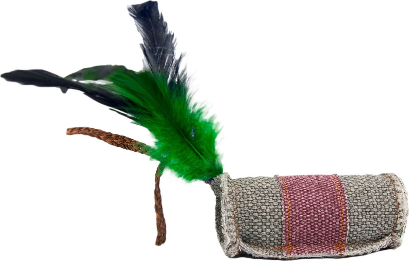 Barry King Cilindru Barry King cu snur de pene și iarbă din material rezistent gri/maro 4 x 9,5 cm