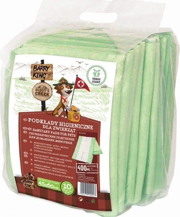Barry King Suprafete igienice cu parfum de iarbă, verde, 45x60cm, 10 buc/pachet