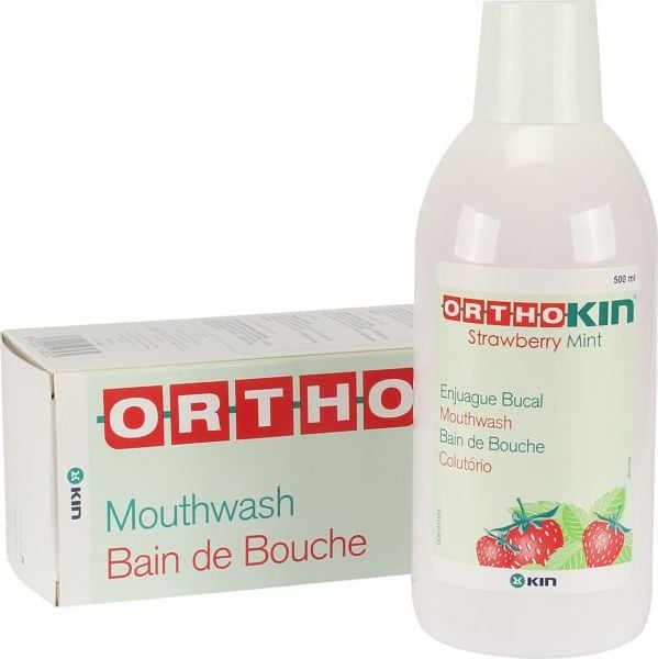Apă de gură Bartex Orthokin ,căpșuni-mentă, 500ml,Antibacterian, Protector