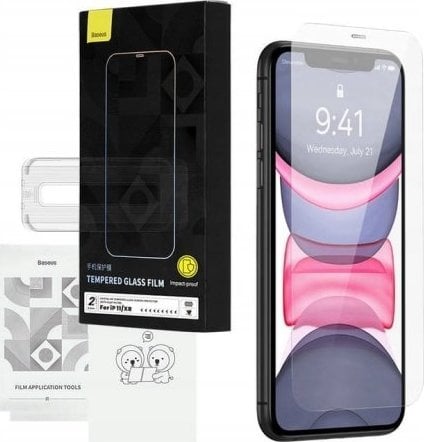 Baseus Baseus Crystal HD 0,3 mm sticla securizata pentru Iphone 11/XR + kit de curatare (2 buc.)