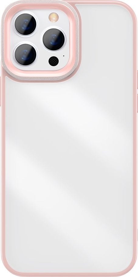 Baseus Baseus Crystal Phone Case pancerne etui do iPhone 13 Pro z żelową ramką różowy (ARJT001004)
