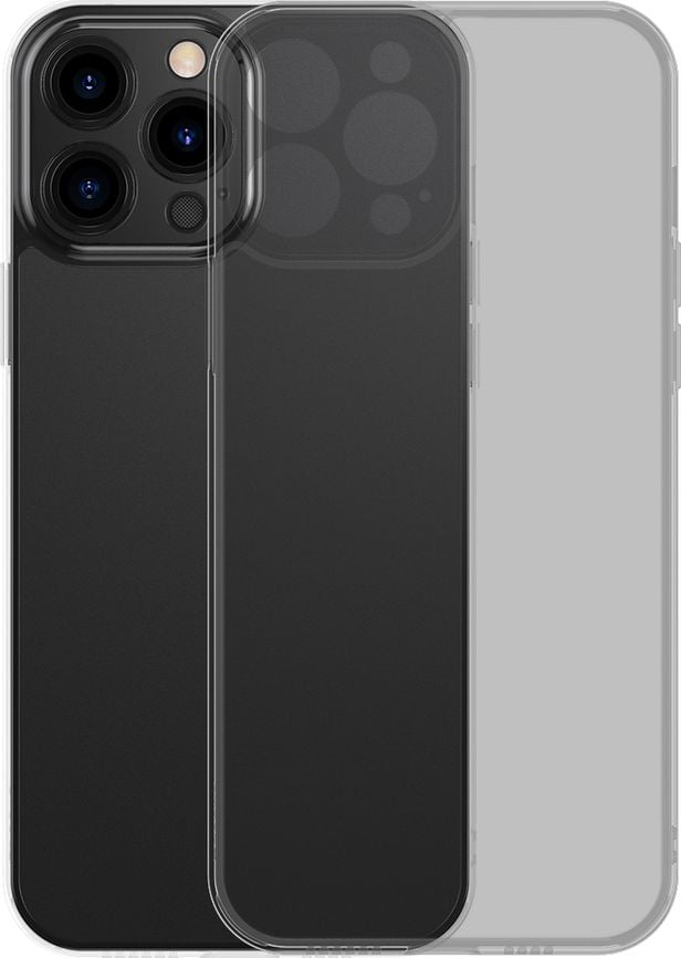 Baseus Baseus Frosted Glass Case etui pokrowiec do iPhone 13 Pro sztywna obudowa z żelową ramką czarny (ARWS000401)