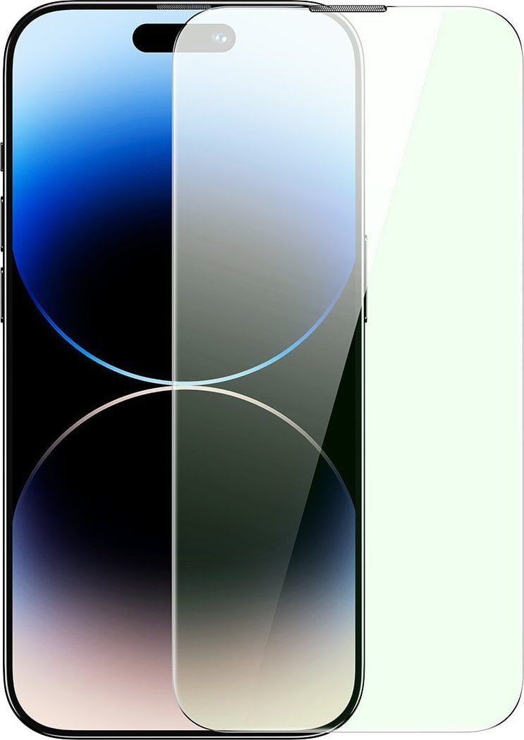 Baseus Sticla securizata Baseus Anti Light Blue 0.3mm Sticla Apple iPhone 14 Pro Max cu filtru de praf + cadru de montare