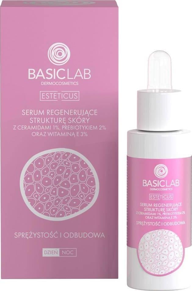Ser Basiclab Esteticus regenerant structura pielii cu ceramide 1%, prebiotic 2% si vitamina E 3% 30ml