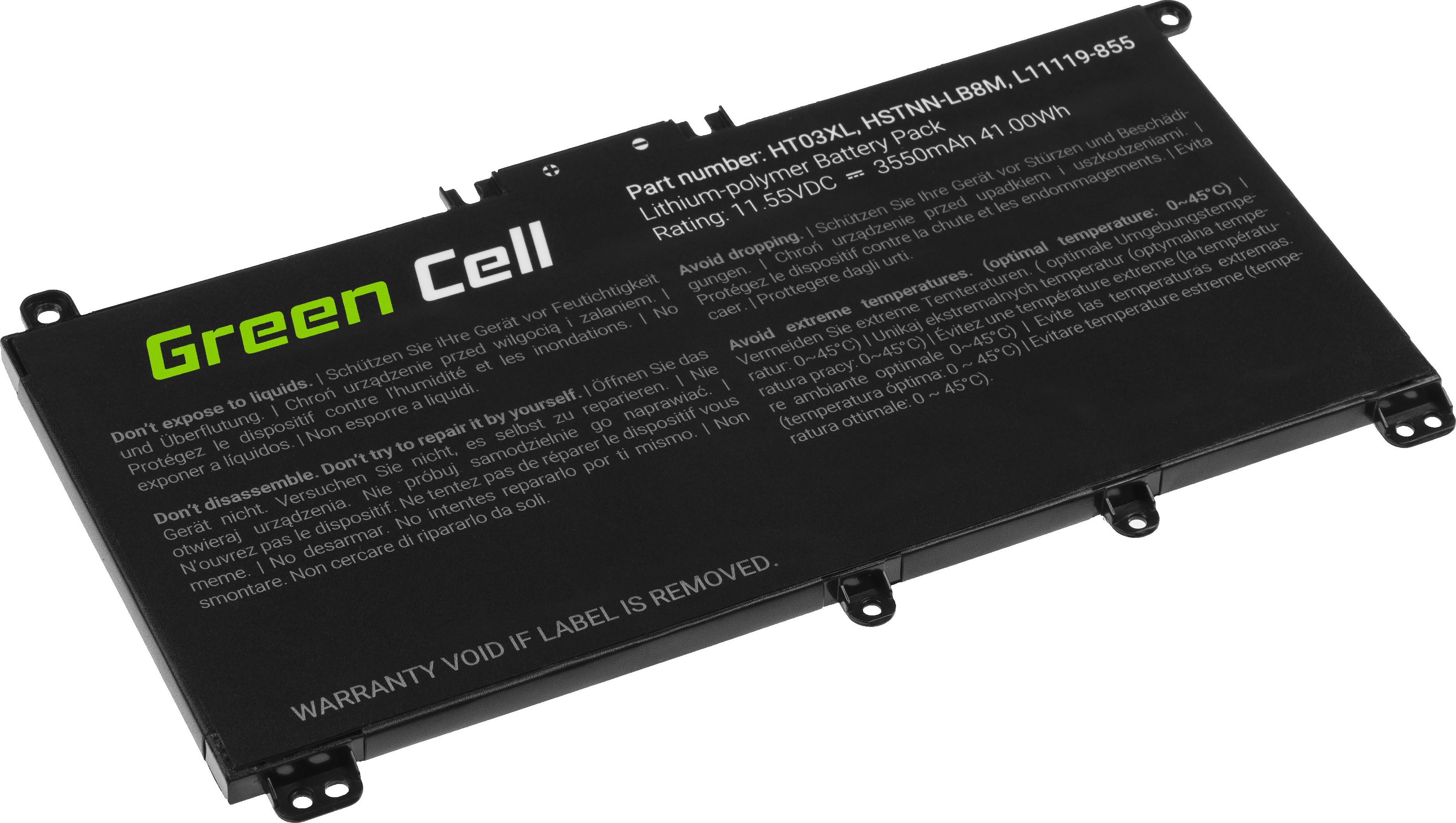 Bateria Green Cell HT03XL HP (HP163), HP, 11.5V, 3550mAh, tipul celulei: Li-Poly