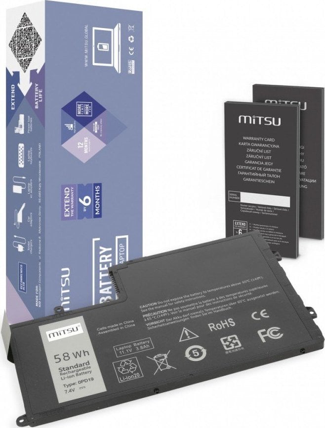 Baterie Mitsu pentru Dell Inspiron 15 (5542), 14 (5445) 7600 mAh (58 Wh) 7,4 - 7,6 volți