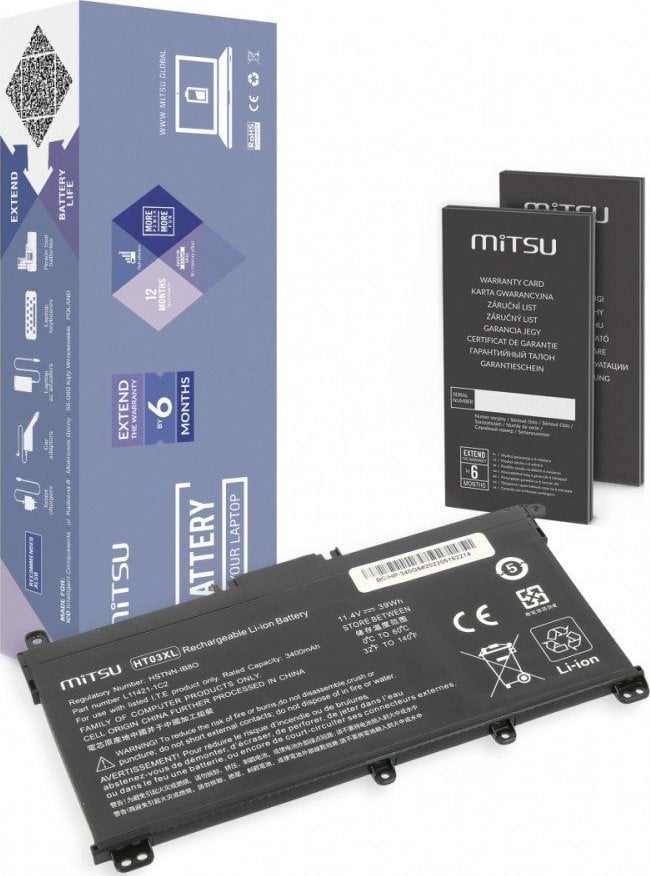 Bateria Mitsu Bateria do HP 240 250 G7 G8, 340 348 G5 G7 3400 mAh (39 Wh) 11.4 Volt