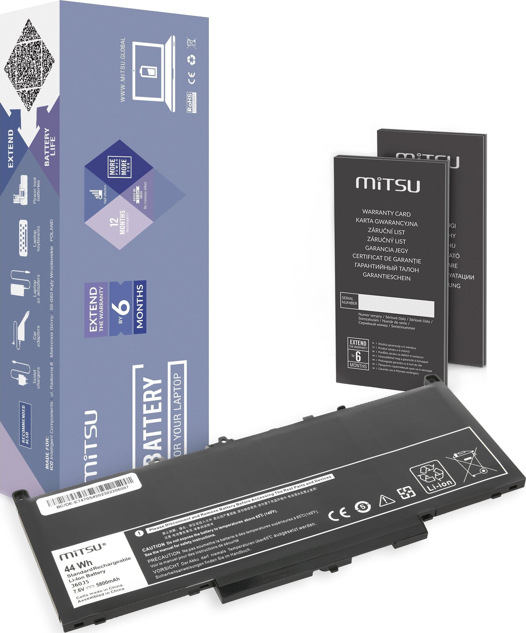 Bateria Mitsu J60J5 GG4FM MC34Y pentru Dell E7270 E7470.