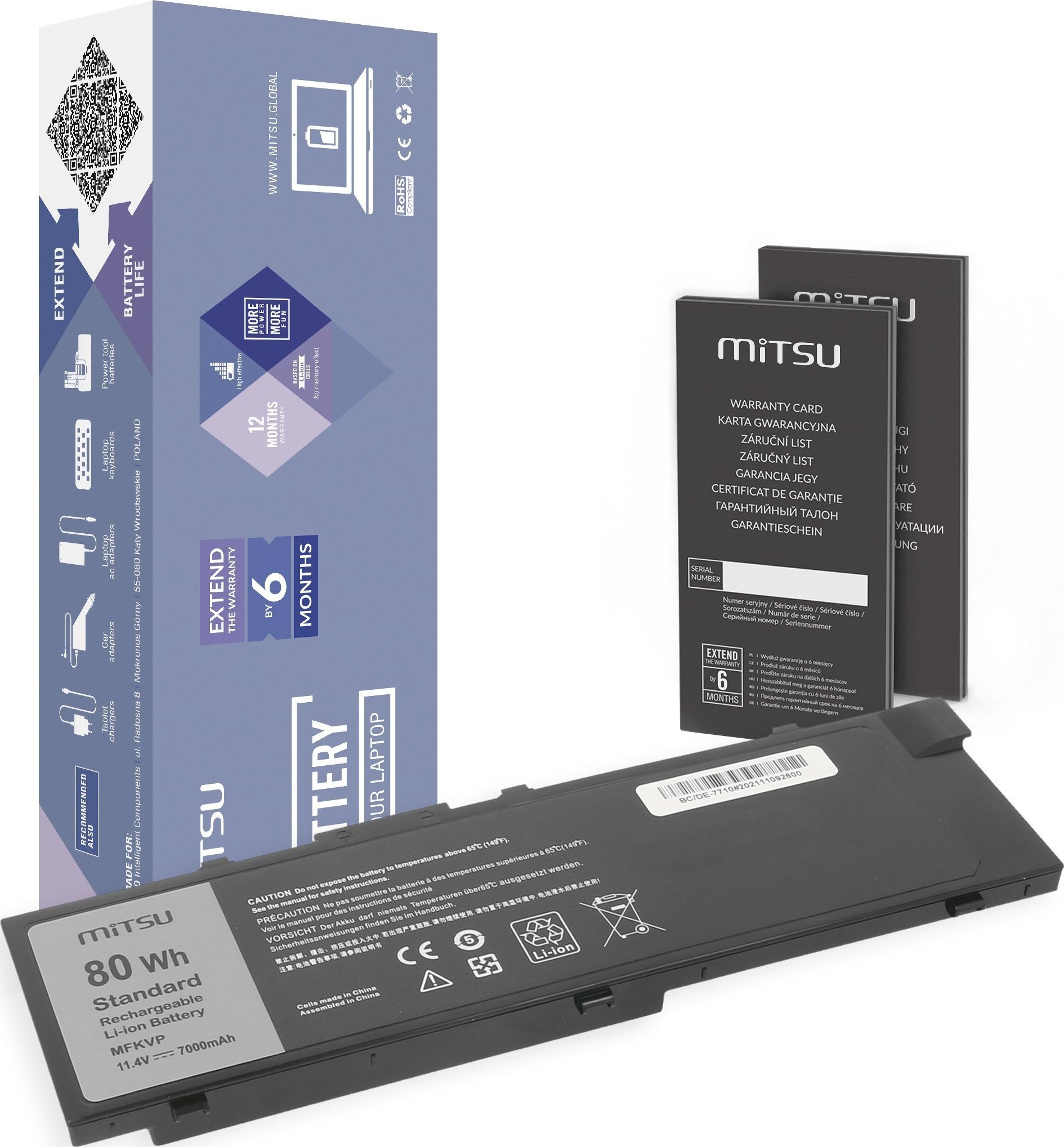 Bateria Mitsu Bateria MFKVP do Dell Precision 15 7510 17 7710