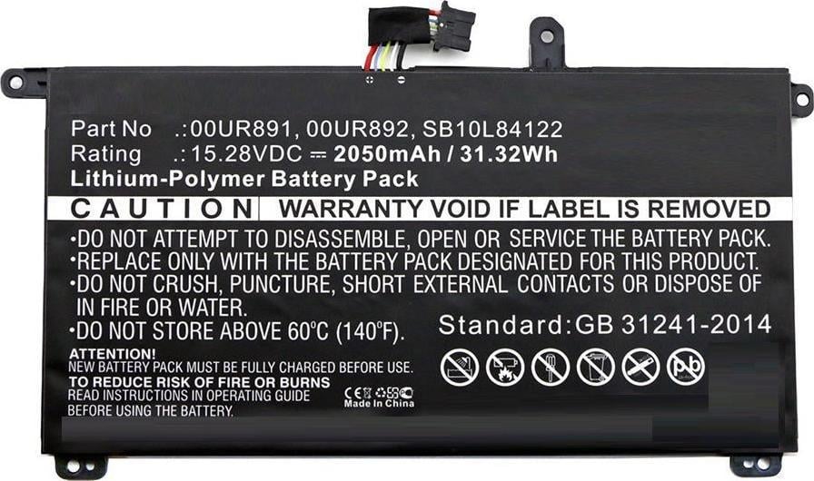 Baterie interna compatibila Lenovo, 2 celule, 15.28V, 2050mAh, 31.32Wh, pentru ThinkPad P51s, P52s, T570, T580