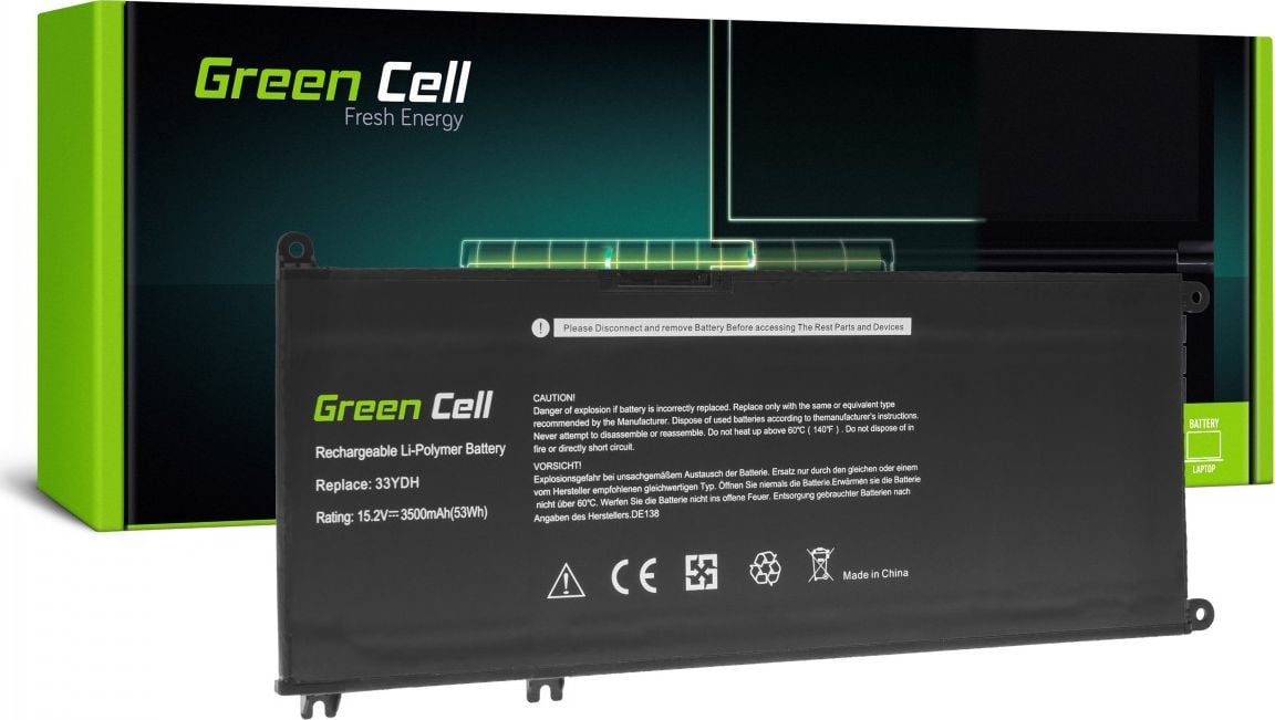 Baterie laptop 33YDH pentru Dell Inspiron G3 3579 3779 G5 5587 G7 7588 7577 7773 7778 7779 7786 Latitude 3380 3480 3490 3590 acumulator marca Green Cell