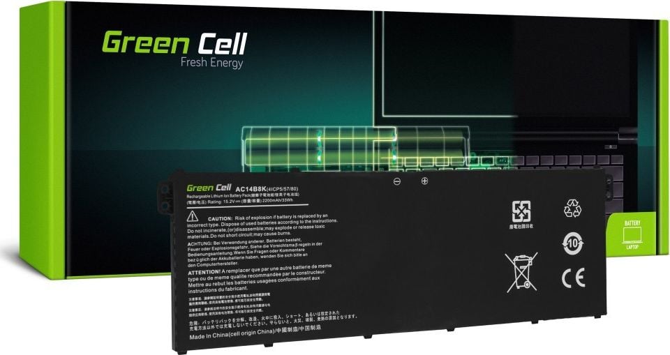 Baterie laptop AC14B3K AC14B8K pentru Acer Aspire 5 A515 A517 R15 R5-571T Spin 3 SP315-51 SP513-51 Swift 3 SF314-52 acumulator marca Green Cell 2100mAh