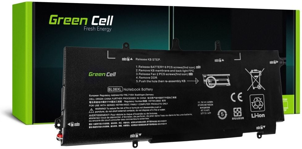 Baterie laptop BL06XL HSTNN-DB5D pentru HP EliteBook Folio 1040 G1 G2 acumulator marca Green Cell