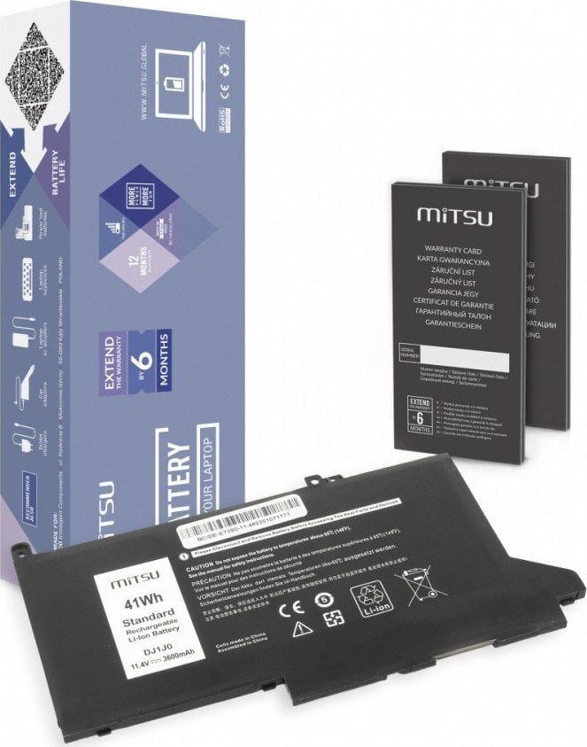 Baterie Mitsu pentru Dell Latitude E7390, E7490 3600 mAh (41 Wh) 11,4 volți