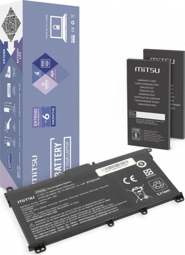 Baterie Mitsu pentru HP 14-BP, Pavilion 14 15 3400 mAh (39 Wh) 11,55 volți