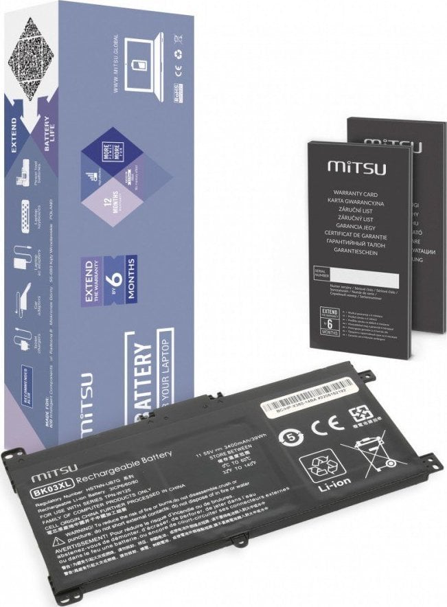 Baterie Mitsu pentru HP Pavilion X360 14-BA 3400 mAh (39 Wh) 11,55 volți