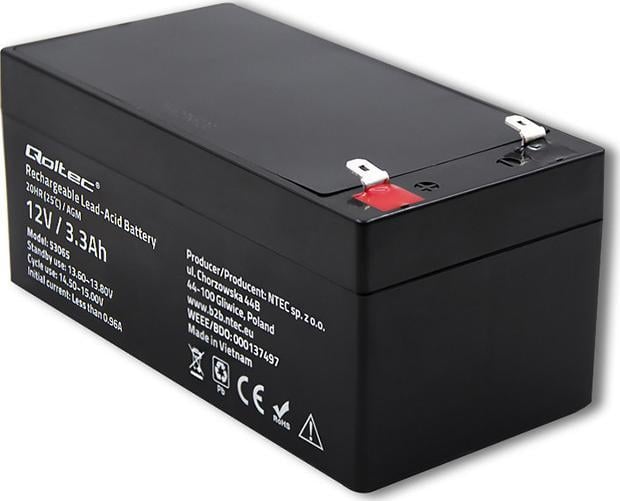 Baterie Qoltec AGM Qoltec 12V 3.3Ah HQ (53065)