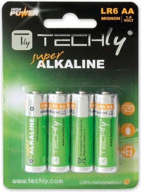 Baterii alcaline Techly, LR06 AA, 4buc
