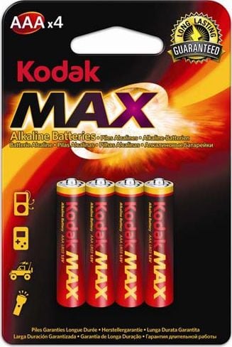 Baterii, KODAK MAX Alcalina, LR03, AAA ,ambalaj 4 buc