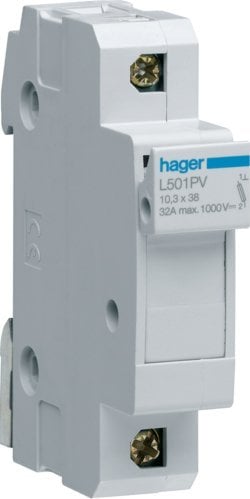 Baza siguranțe modulare Hager PV 1P 10x38mm 32A 1000V DC L501PV