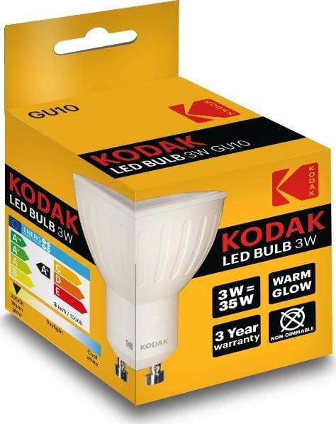 Bec LED Gu10 Kodak, 3W=35W, 240lm, lumina alba 3000k