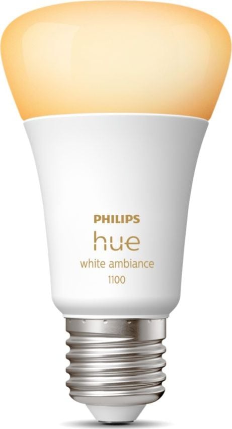 Bec LED inteligent Philips Hue, Bluetooth, Zigbee, A60, E27, 8W (75W), 800 lm, lumina alba (2200-6500K)