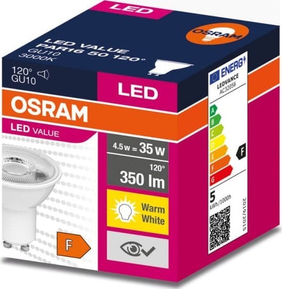 Bec LED Ledvance GU10 VALUE PAR16 50 120 4.5W/830 230V 4058075598676