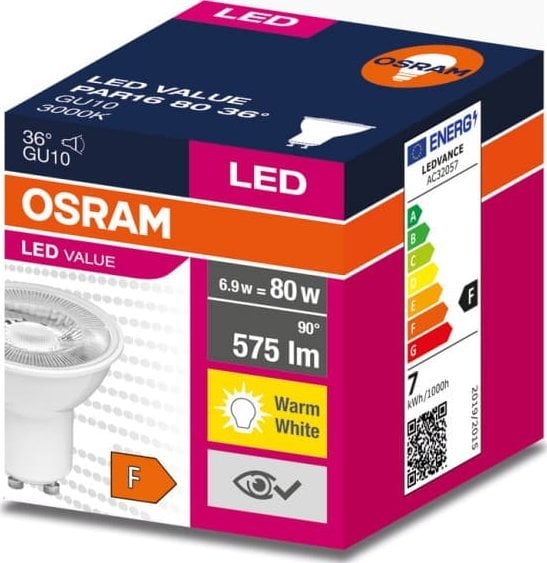 Bec LED Ledvance GU10 VALUE PAR16 80 36 6.9W/830 230V 4058075598737