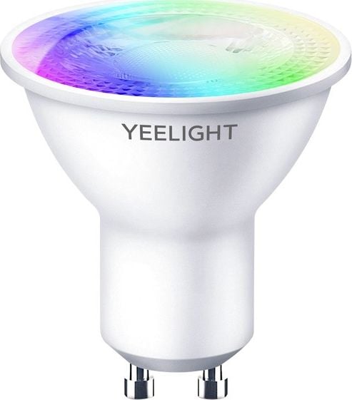 Bec LED RGB inteligent Yeelight W1 YLDP004-A1, Wi-Fi, 4.5W, 350 lm, lumina colorata, sincronizare muzica si gaming, compatibil Google Assistant/SmartThings/Amazon Alexa