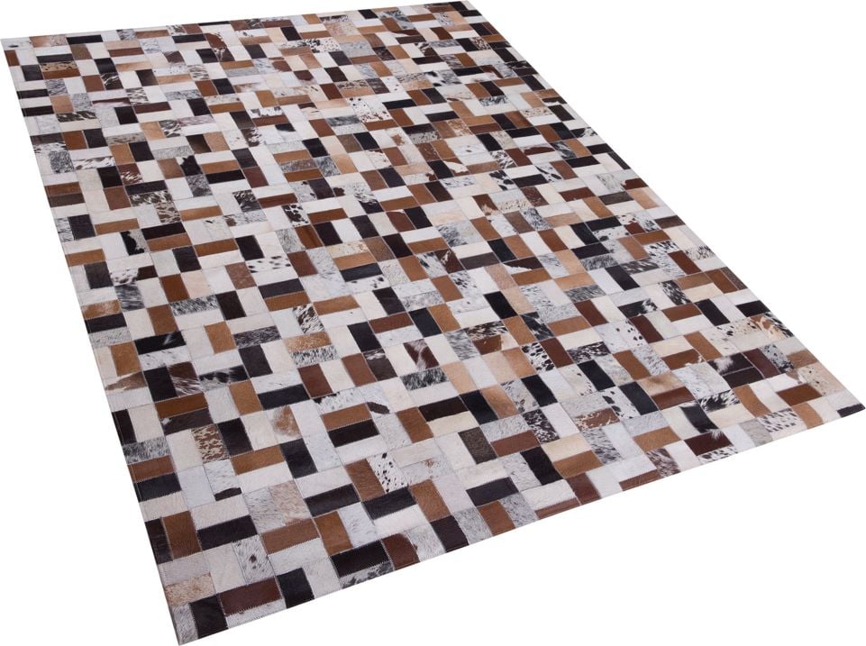 Covor Patchwork Piele Beliani 160 x 230 cm Maro si Bej CESME