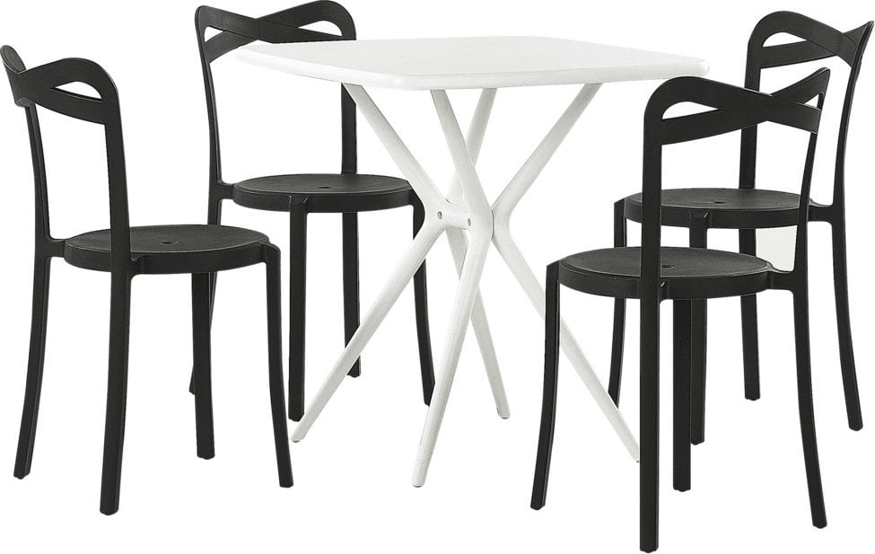 Beliani Garden set masa si 4 scaune alb cu negru SERSALE/CAMOGLI