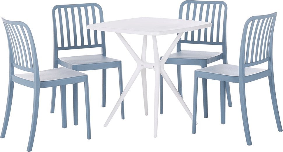 Beliani Garden set masa si 4 scaune albastru cu alb SERSALE