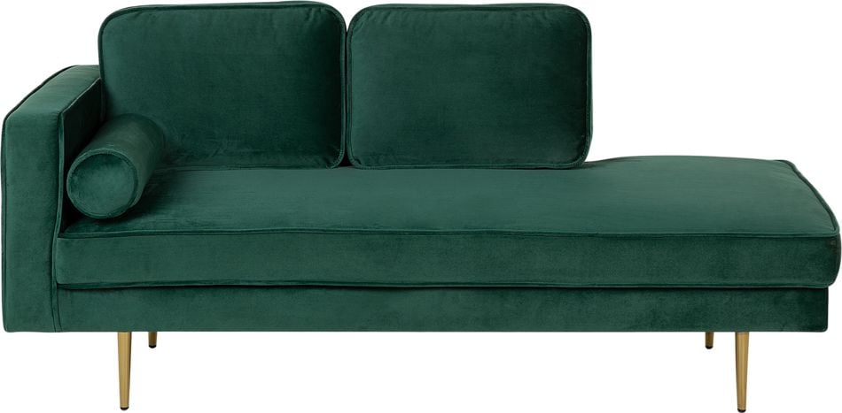 Beliani Left Hand Velvet Chaise Lounge Green MIRAMAS