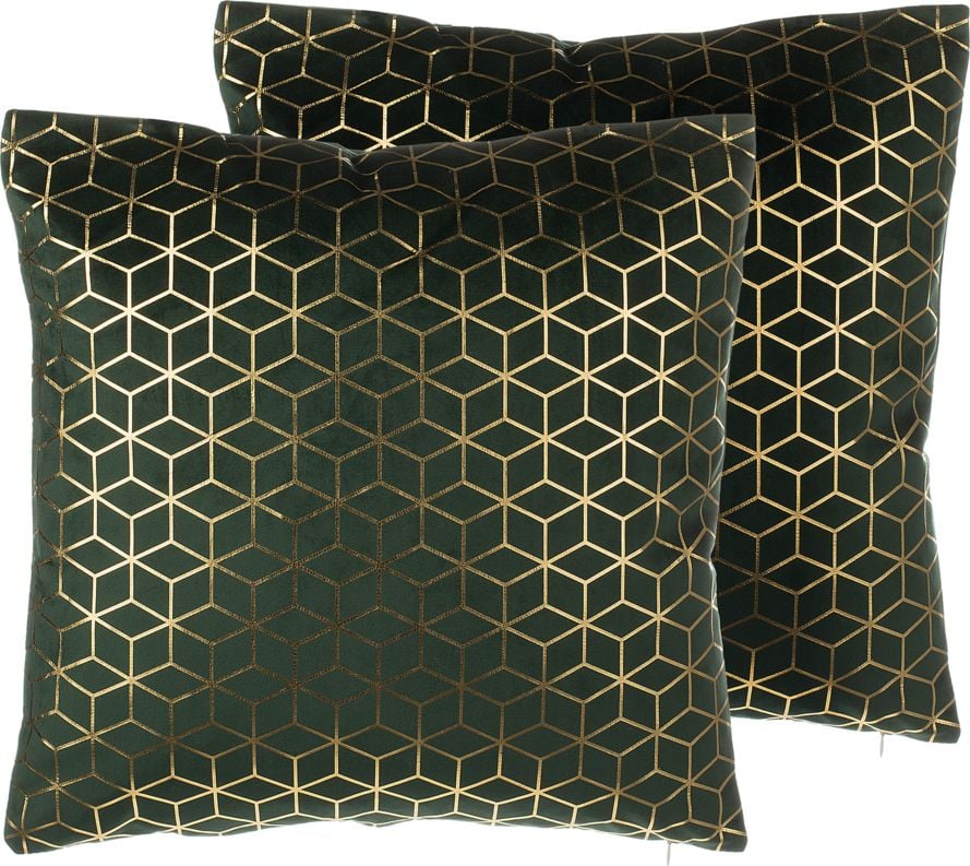 Beliani Set 2 Perne Decorative Catifea Model Geometric 45 x 45 cm Verde CELOSIA