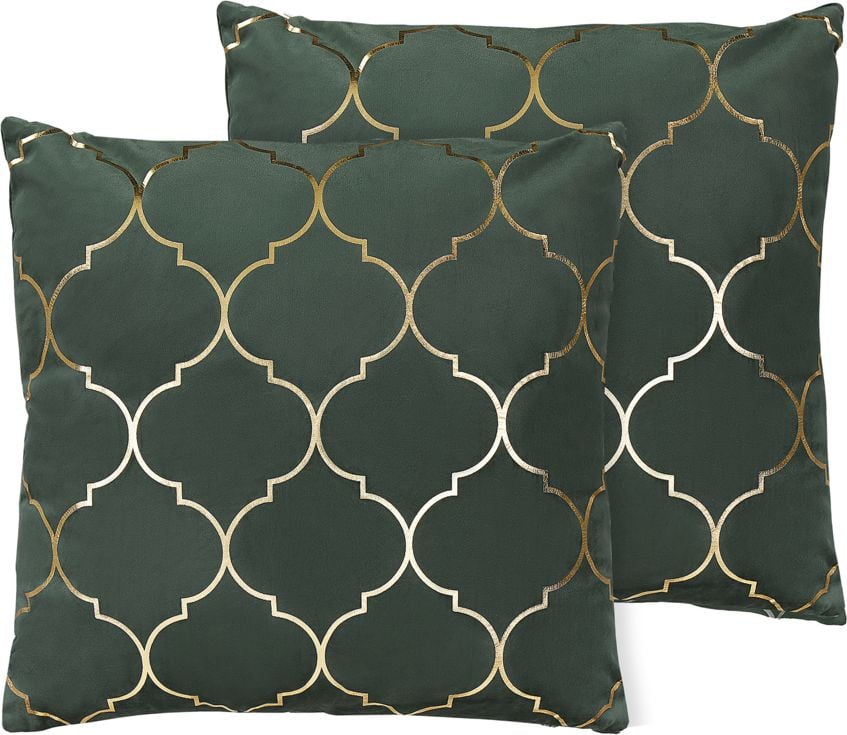 Beliani Set 2 Perne Decorative Trifoi Marocan 45 x 45 cm Verde ALYSSUM