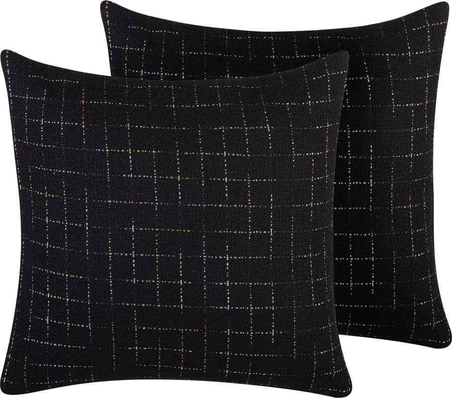 Beliani Set 2 Perne Model Geometric 45 x 45 cm Negru BELLFLOWER