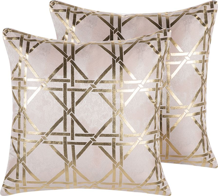 Beliani Set 2 Perne Model Geometric 45 x 45 cm Roz CASSIA