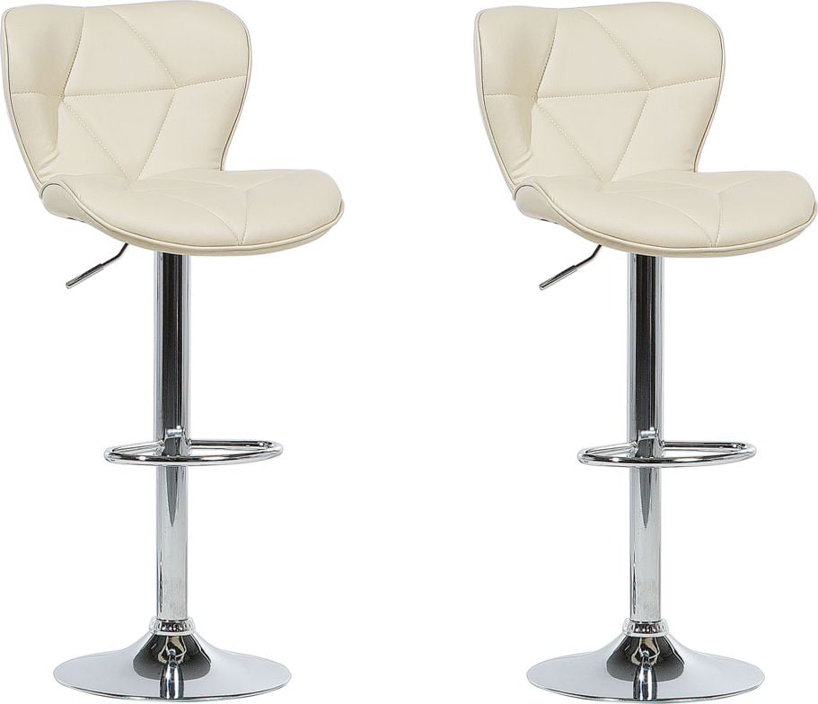 Scaune birou - Beliani Set 2 scaune de bar reglabile din piele ecologica bej VALETTA