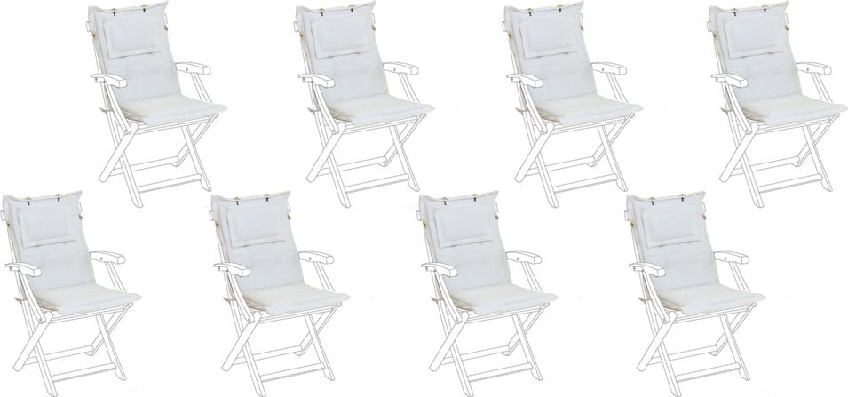 Beliani Set 8 perne pentru scaune de exterior alb MAUI (194832)